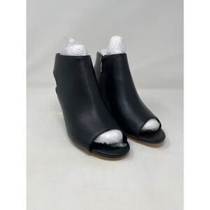 Midnight Velvet Womens 8 Black Peep Toe Booties Gold Block Heel Ankle Boots